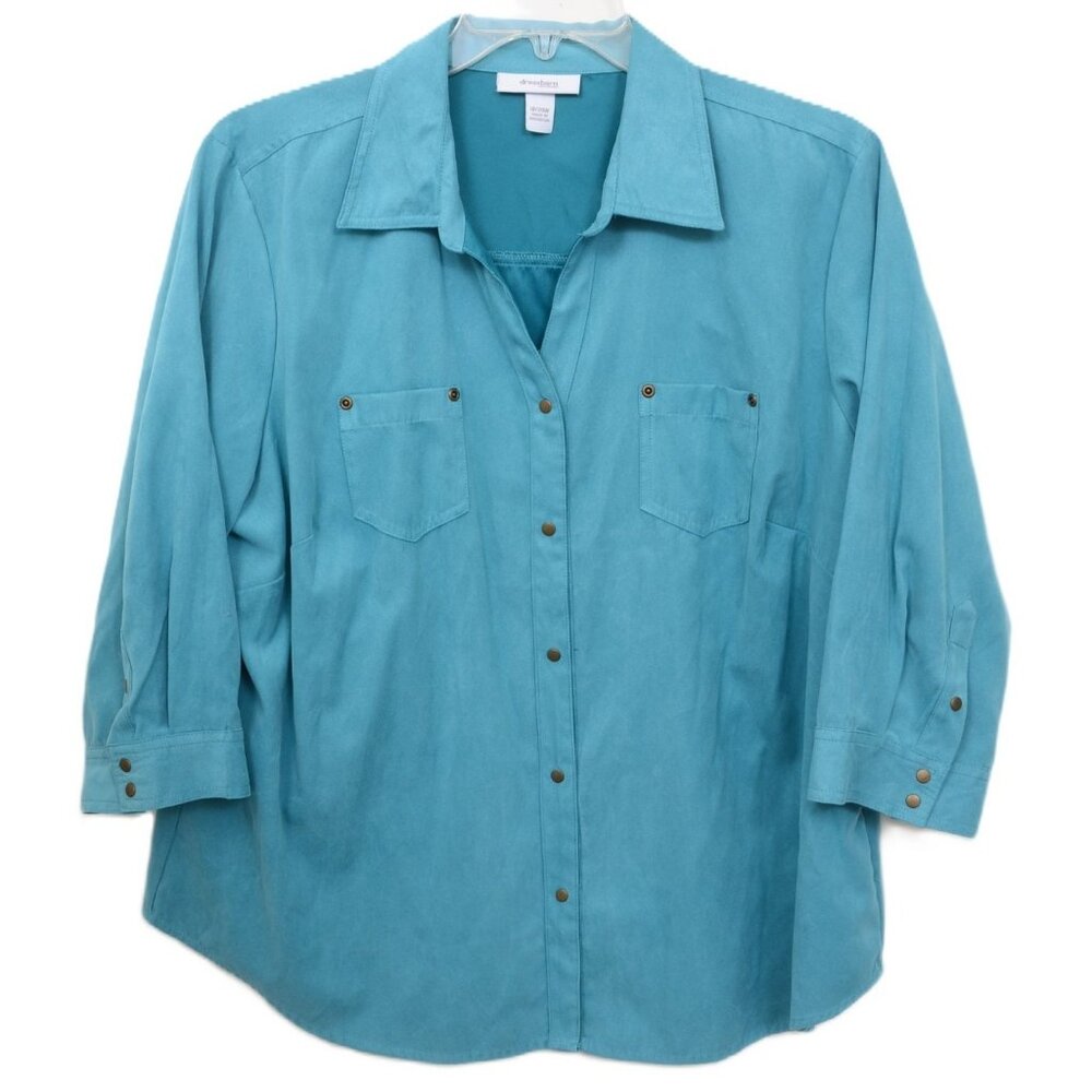 Dressbarn Women's Plus 18/20Wβ Blouse Long Sleeve Rivets Beachy Summer Spring